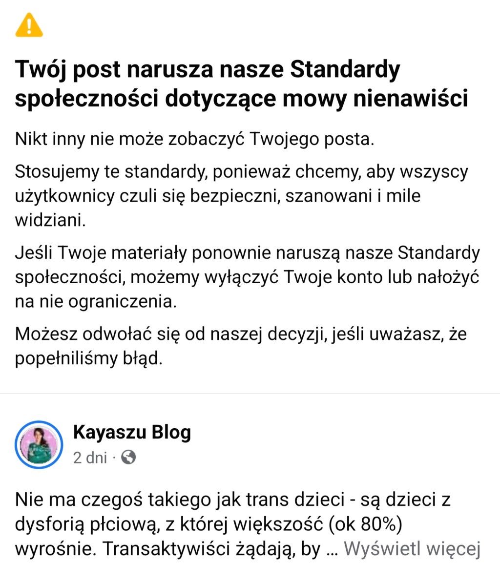 Stanowiska ośrodków medycznych i badania naukowe w kwestii tranzycji dzieci uznane przez Facebooka za mowę&nbsp;nienawiści.